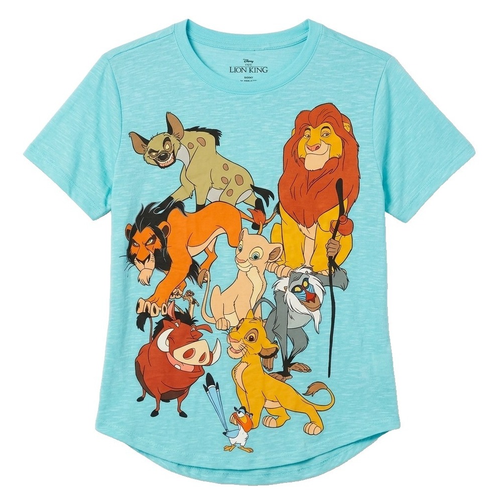Disney The Lion King Graphic T Shirt Juniors XL Blue‎ Simba Mufasa Scar Timone